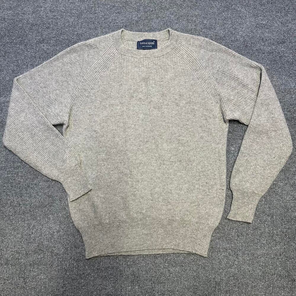 Davis & Squire Men’s Ribbed Cashmere Sweater Soft Wool Crewneck Long Sleeve M